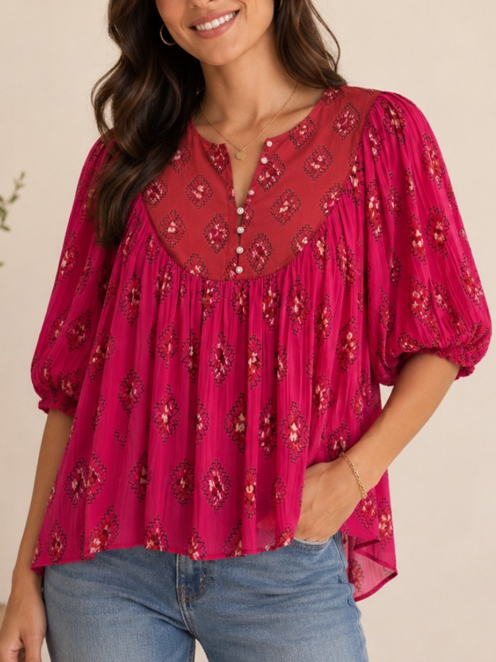 By Anthropologie Drapey Henley Pullover size XS